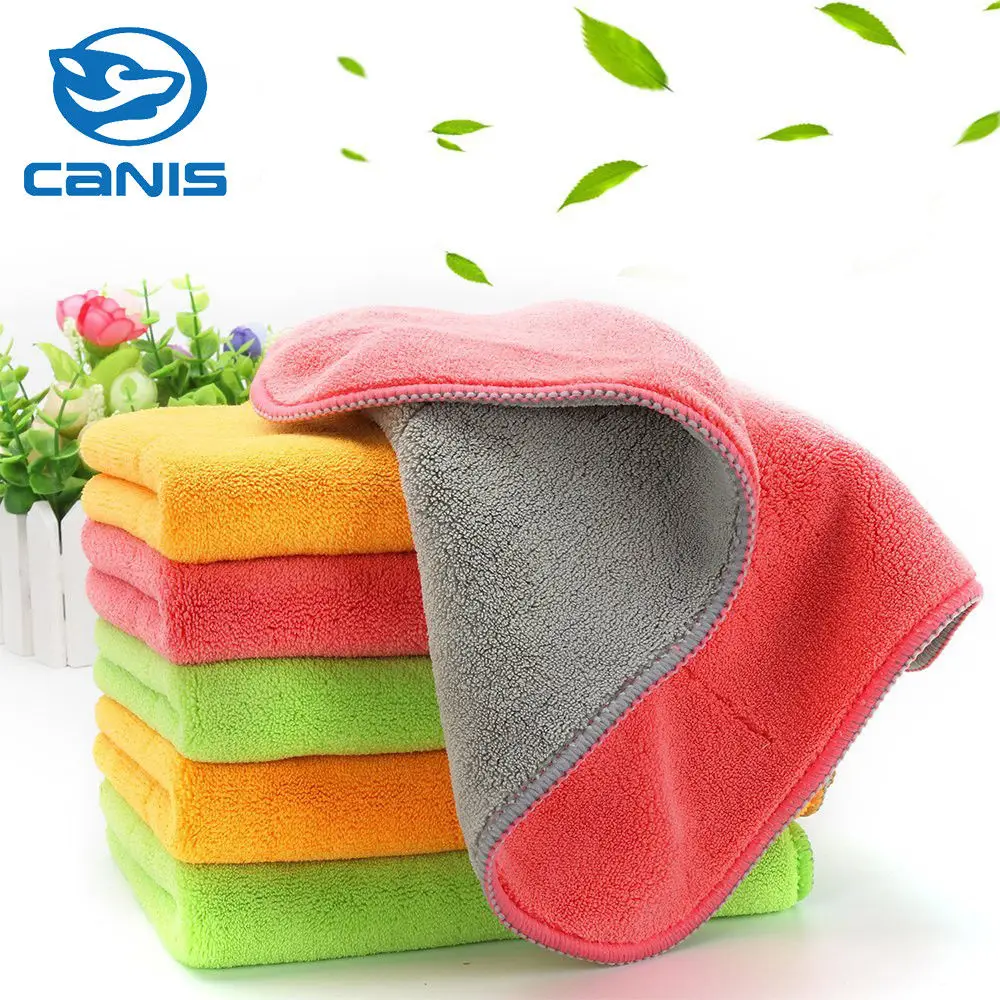 

Double-Sided Super Soft Absorbent Microfiber Car Cleaning Towel Kitchen Washing Green Purple Red Orange