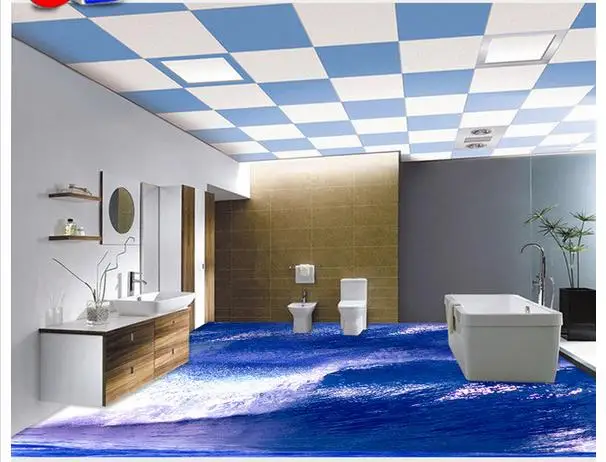 

Custom photo Waterproof floor wallpaper Turbulent ocean wave 3 d floor 3d mural PVC wallpaper self-adhesion floor wallpaer