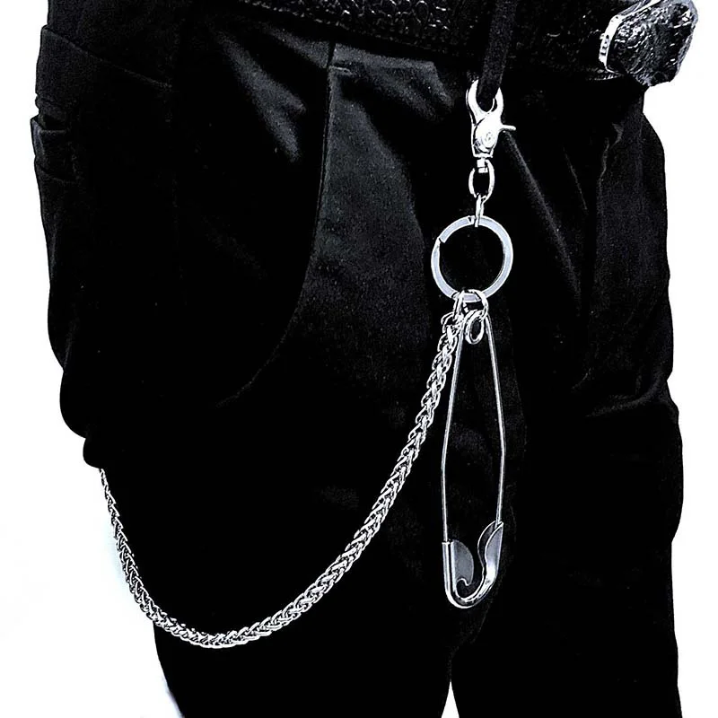 

Stainless Steel Long Hipster Key Chains Metal Wallet Belt Chain Pant Jean Keychain Silver Pin Ring Clip Keyring Hip Hop Jewelry