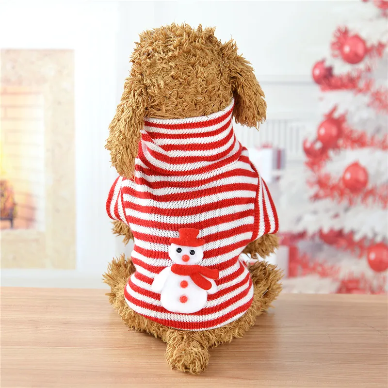 Goede 2018 Hond Kerst Rood en Wit Gestreepte Trui Kleine Hond Winter Kleding Kerst Sneeuwpop Huisdier Kleding Hond Kerst Kleding