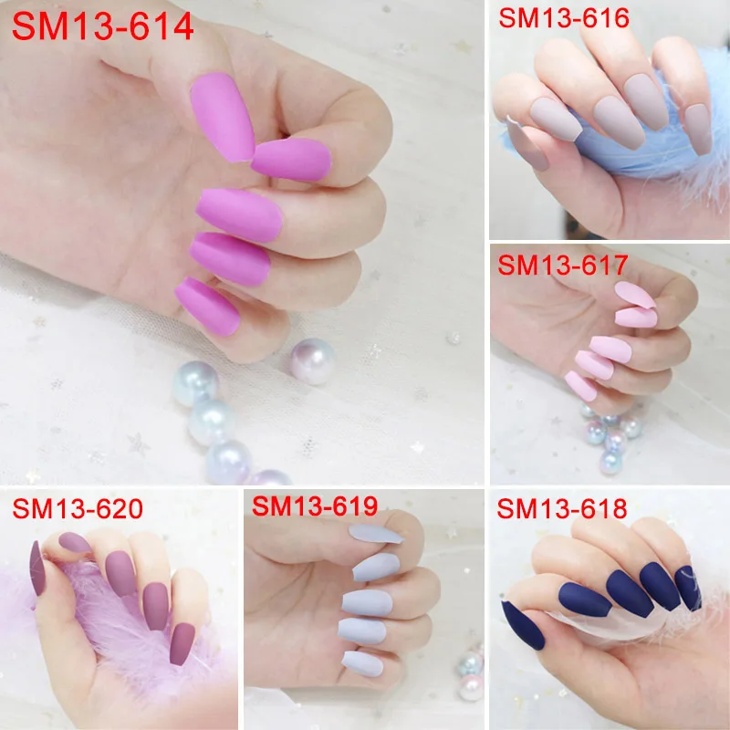 

Matte False Nails Full Tips Women 24 Pcs/Set Fake Fingernails fake nails Art Decoration Tool uñas postizas
