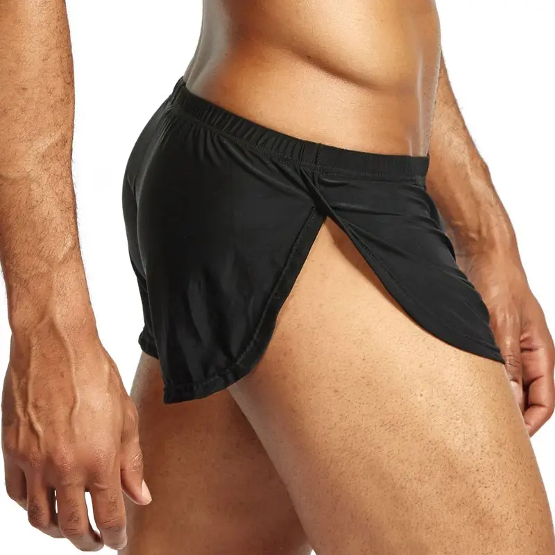 JOCKMAIL, 4 шт./лот, однотонное нижнее белье, мужские боксеры, трусы-боксеры из Ice Silk, мужские трусы, сексуальное мужское нижнее белье, cueca, боксеры, homme, боксеры, шорты для мужчин - Цвет: Черный