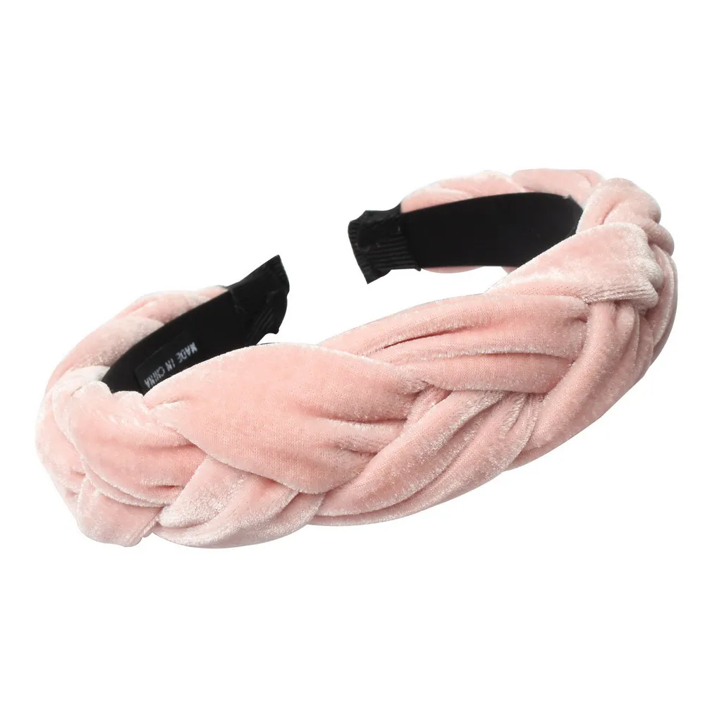 

Velvet Thick Hairband For Women Ladies Wide Headband Solid Color Braid Hair Loop Retro Twist turban Hair Accessories