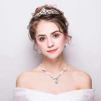 

Wedding Jewelry Bridal Party Crystal Rhinestone Necklace Earrings Jewelry Sets For Brides Bridesmaids Hot Prom Shiny Charming