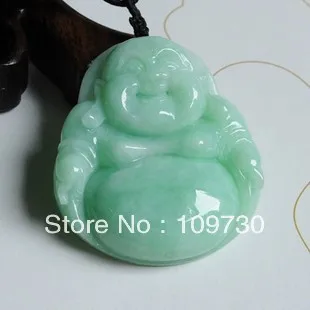 

Natural A cargo the emerald emerald green waxy kinds Laughing Buddha / Maitreya jade pendants hd 0016