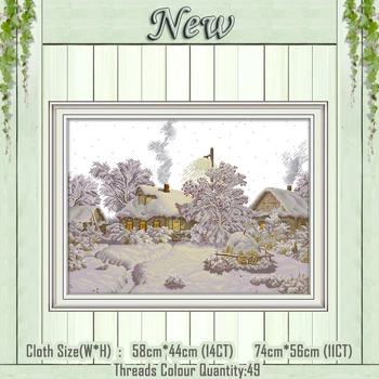 

Winter Village scenery painting counted printed on the canvas DMC 11CT 14CT kits Chinese Cross Stitch embroidery needlework Sets
