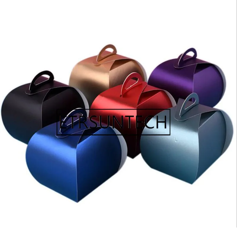 

200pcs Cardboard Paper cake boxes for cupcake,gold/red/blue/black box for cake packaging with handle