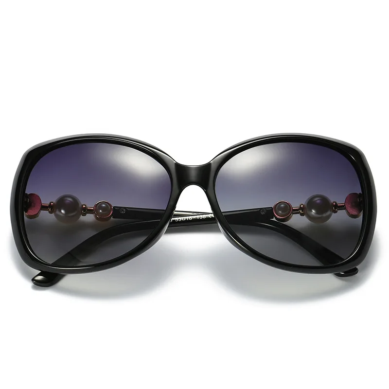 Women pearl Polarized Sunglasses Retro Big Round PC Frame Brand Design