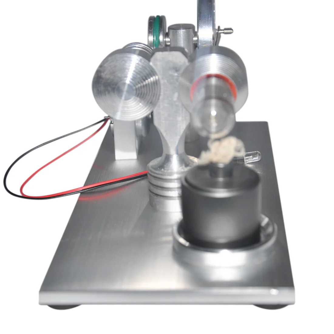 Single Cylinder Stirling Engine Model Toy Metal Alcohol Lamp With Colorful Led