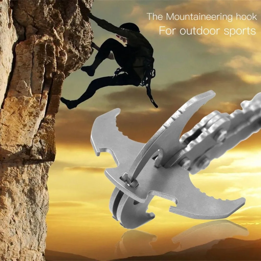 Stainless Steel Survival Folding Grappling Hook Multifunctional Outdoor Climbing Claw Outdoor Carabiner Gravity Hook Stainless Steel Survival Folding Grappling Hook Multifunctional Outdoor Climbing Claw Outdoor Carabiner Gravity Hook