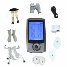 Podwójny maszyna dziesiątki cyfrowe do masażu impuls akupunktura stymulator mięśni z przewodzący zestaw rękawiczki skarpety Kneepads ciała ulgę w bólu
