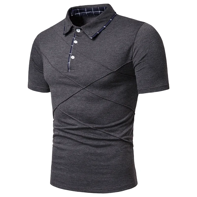 Новая мужская рубашка-поло Для мужчин модные Одноцветный полосатый дизайнерский рубашки поло для Для мужчин деловой с короткими рукавами