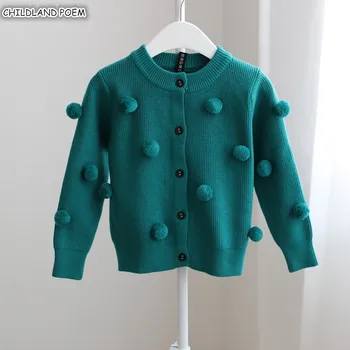 

Girls Cardigan Autumn 2018 Winter Kids Girls Sweaters Pompom Knitted Toddler Girl Winter Clothes Sweater Coat Girls Outerwear
