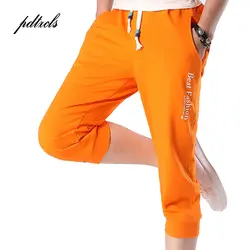 Новые летние модные Slim Fit Письмо печати для мужчин Jogger укороченные брюки High Street повседневное мужской короткие тренировочные штаны плюс