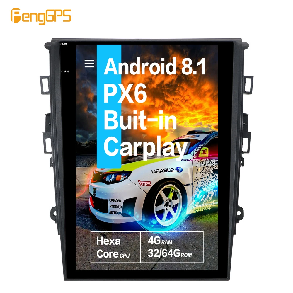 

12.1''Vertical screen Tesla Android 8.1 voice control Built-in CARPLAY Car Radio For Ford Fusion Mondeo MK5 2013-2017 GPS Nav