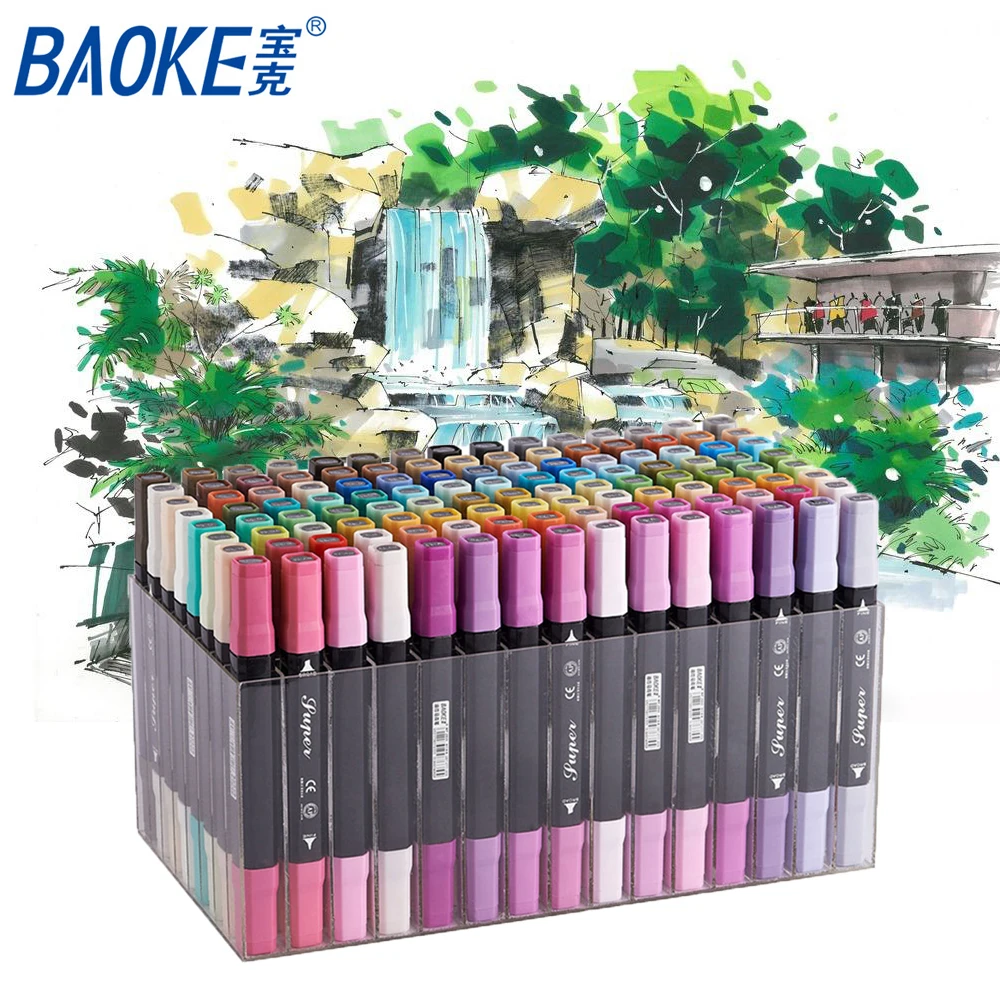 

BAOKE Art Brush Pen Drawing Sketch Art Marker Pen Double Head Artist Sketch Art Markers For Animation Manga Design Color Set