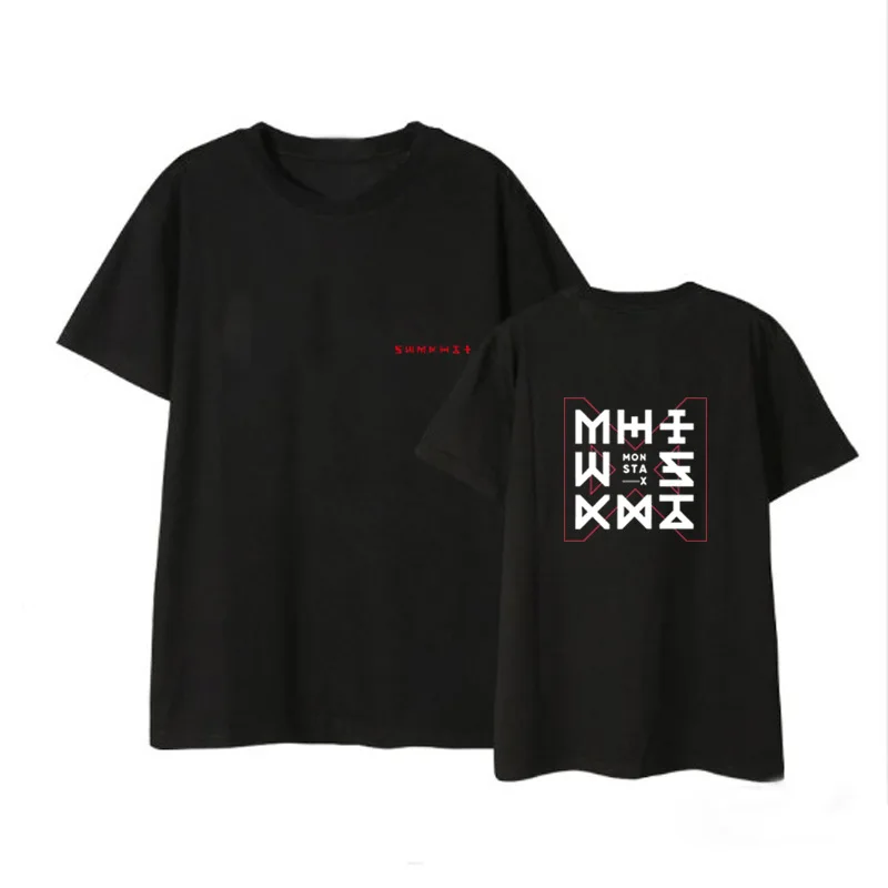 Хлопковая Футболка Kpop MONSTA X футболка JOOHEON IM SHOWNU с коротким рукавом модные летние