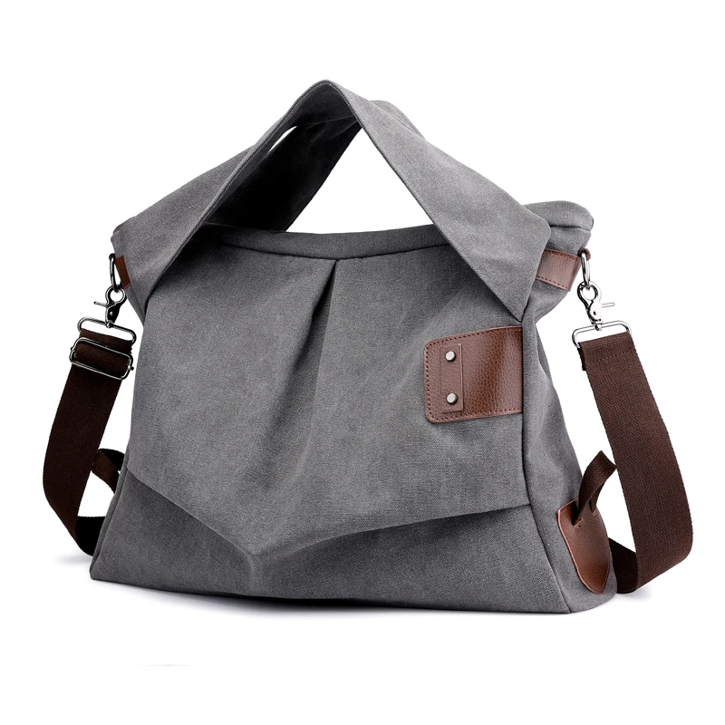 Женская сумка для отдыха, высококачественная повседневная женская сумка, сумка на плечо, холщовые вместительные сумки для женщин, сумка для покупок - Цвет: Серый