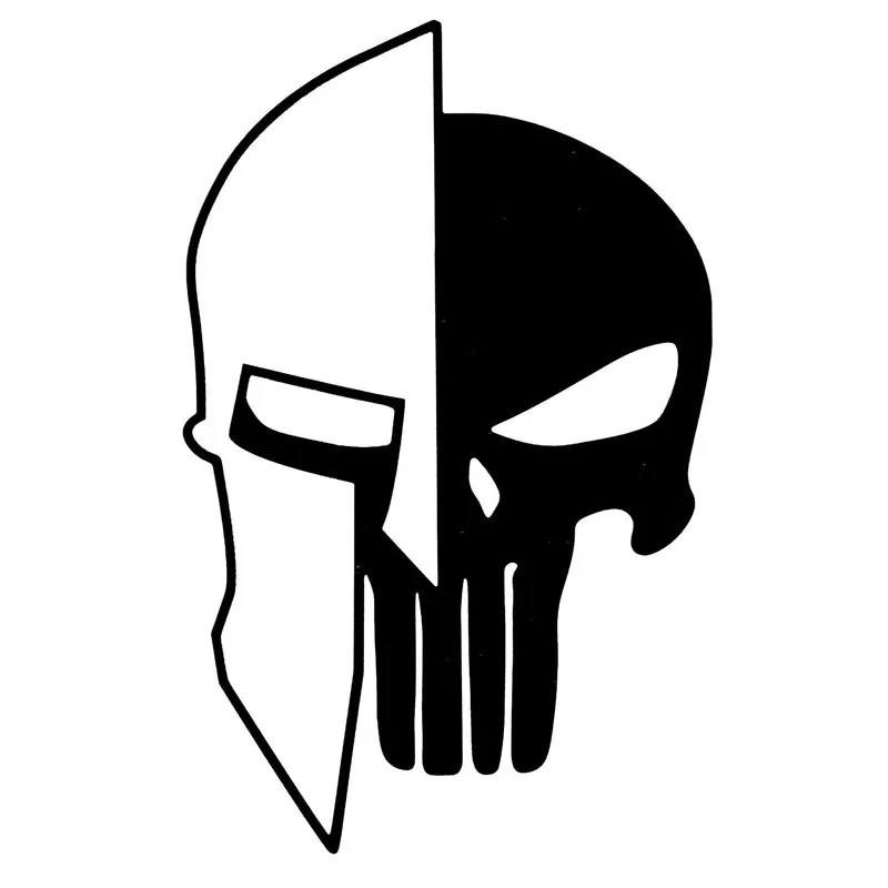9 7CMX15 2CM Sparta Helmet Punisher Skull Vinyl Motorcycle Decals Car Sticker Black Silver C1 