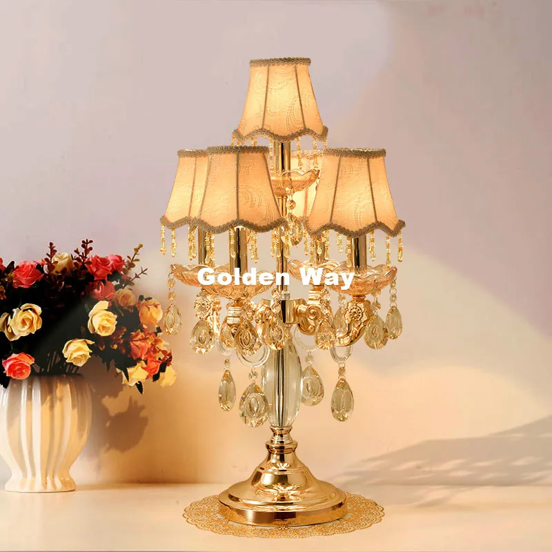 Free Shipping Modern Crystal Table Lamps For Living Room Bedroom Alloy Golden Lamp Shades Bedside Design Crystal Table/Desk Lamp