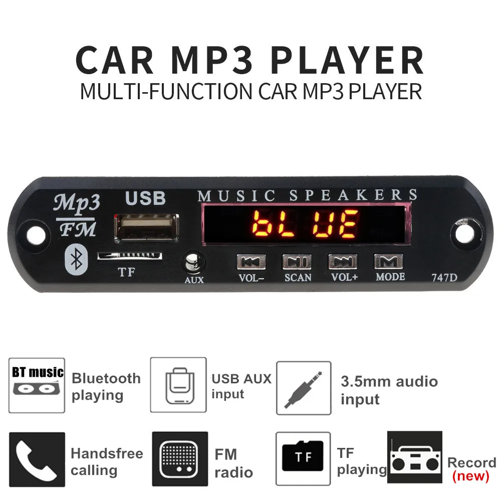 Автомобильный комплект громкой связи поддержка Bluetooth Mp3 плеер FM радио TF AUX USB