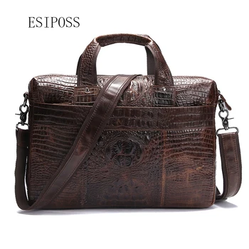 

Crocodile Pattern 100% Genuine Leather Fashion Laptop Briefcase Men Shoulder Bags Messenger Bags High Quality Tote bag Handbags