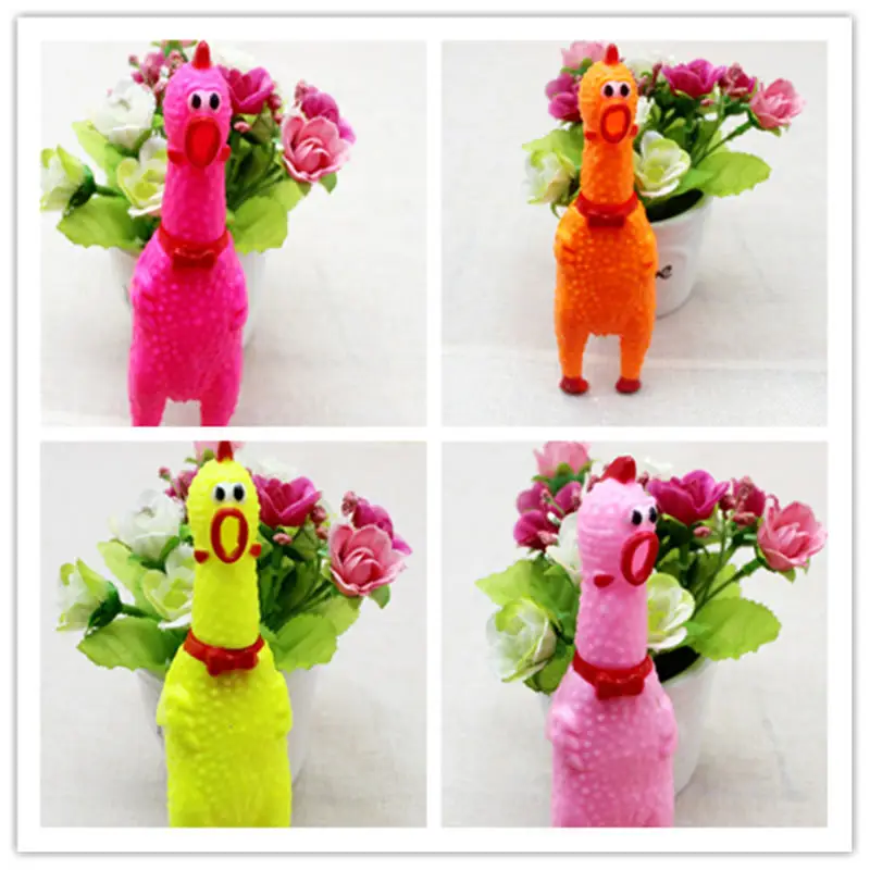 

Pets Dog Toys Screaming Chicken Squeeze Sound Toy for Dogs Super Durable & Funny Squeaky Yellow Rubber Chicken Dog Chew Toy
