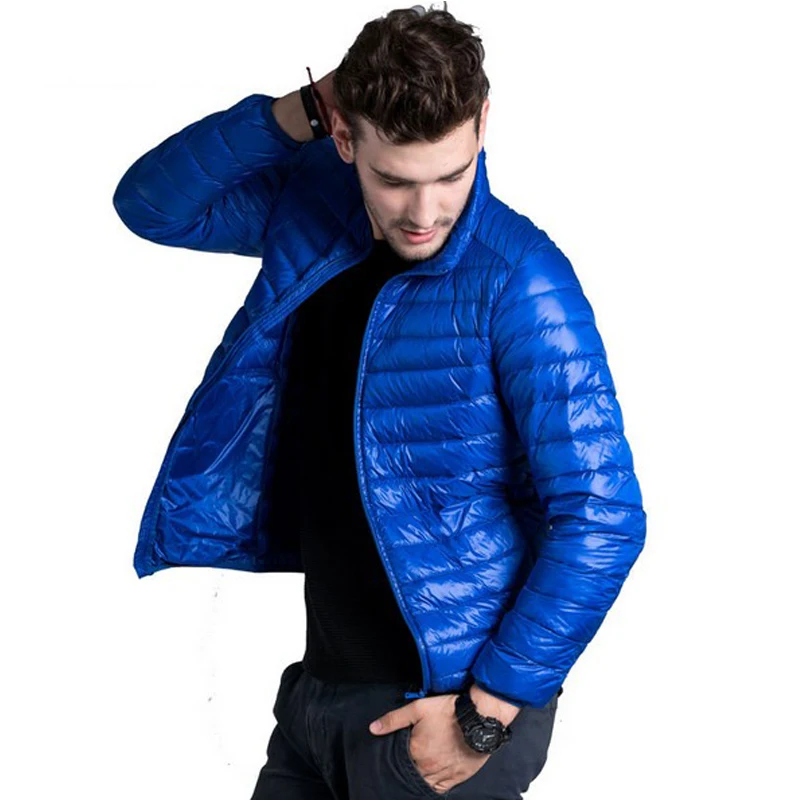 

Down Jacket Men Casual Spring Autumn Winter Stand Collar Fashion Warm Coat Mens Ultra Light Thin White Duck Down Jackets 4XL