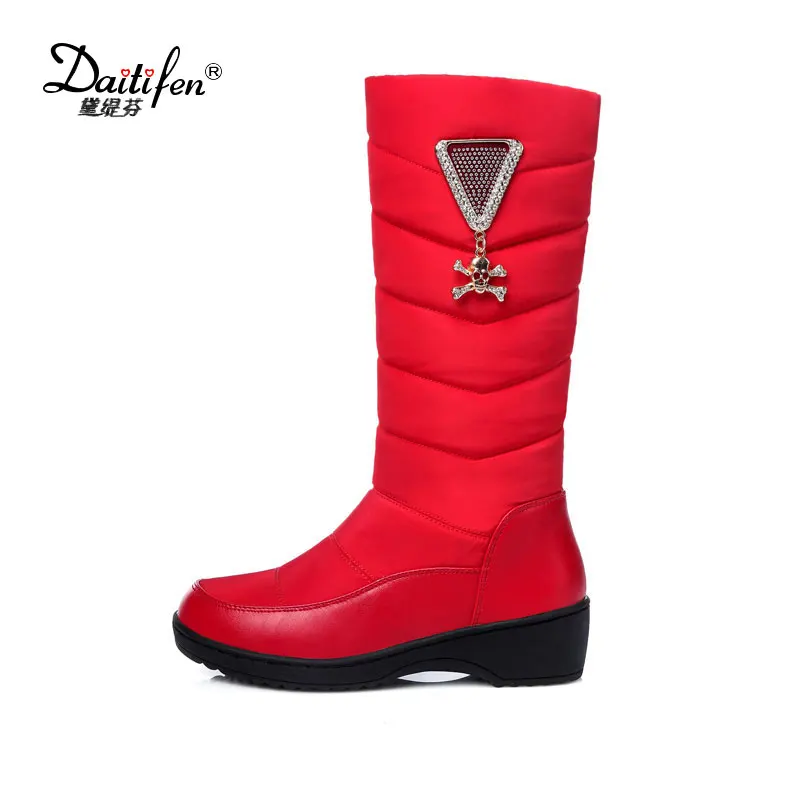 

Daitifen Women Knee High Snow Boots Casual Slip on Flat Heel Round Toe Winter Boots Warm Plush Platform Boots Female Size 35-40
