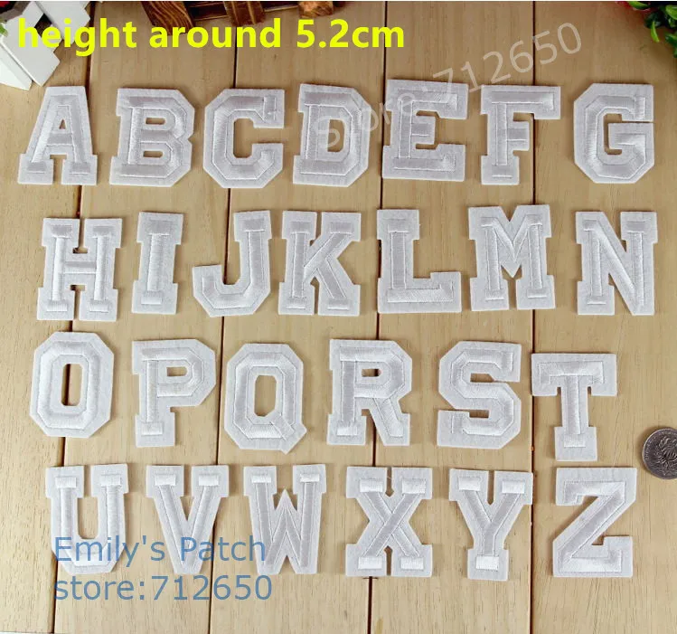 

10 pcs White color Alphabet Embroidered patches iron on fashion Motif Applique hat bag shoe kids name decor embroidery accessory