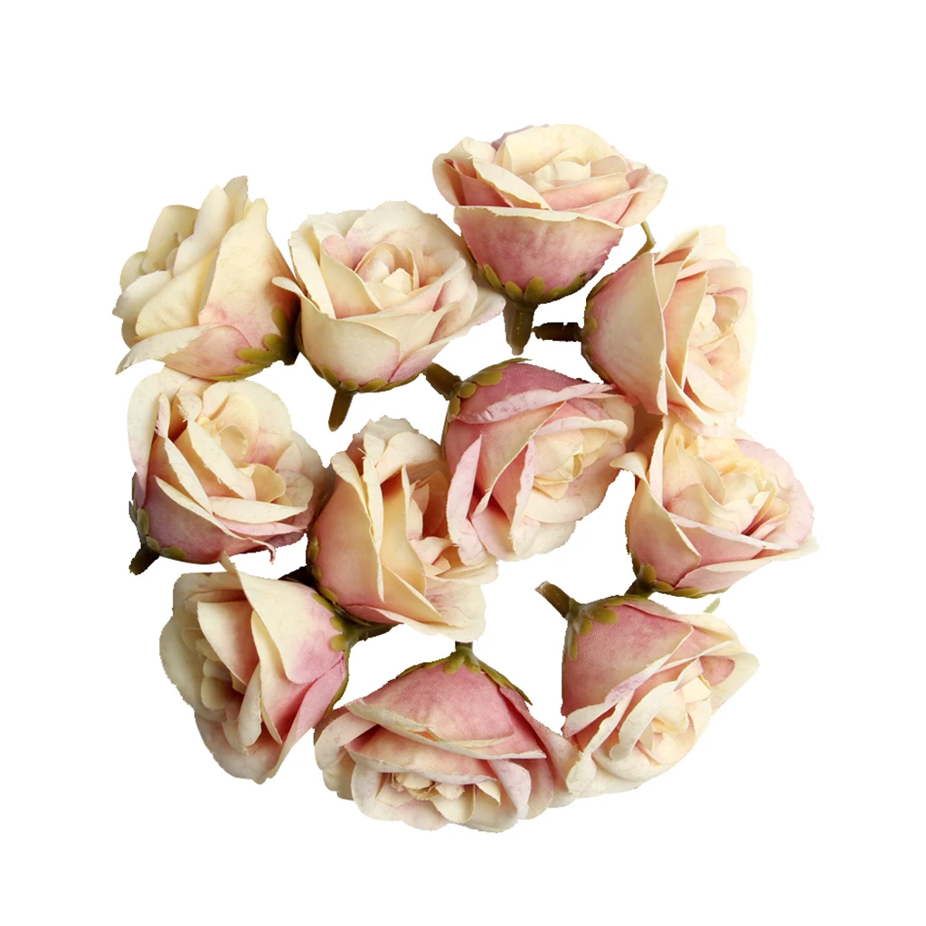 New Hot Sale 10pcs Decorative Artificial Silk Rose Flower Head for Wedding Party Home Decor Photo Albums DIY Hats Clothes Favors