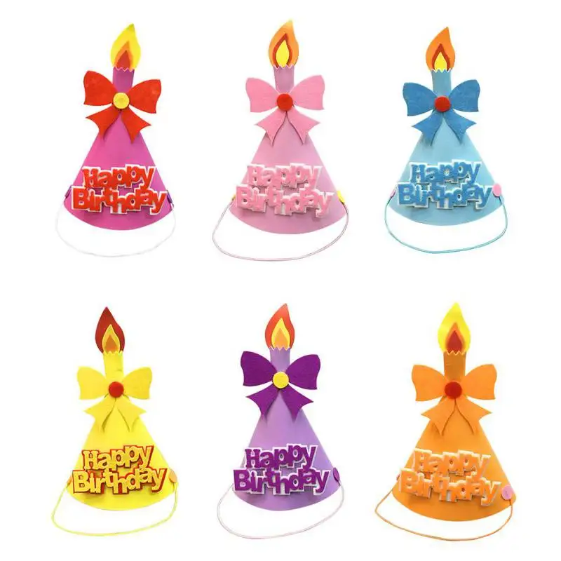 

Happy Birthday Letter Candle Pattern Cap Baby Birthday Party Hat with Headband Children Bithday Decorative Hat Festival Supplies