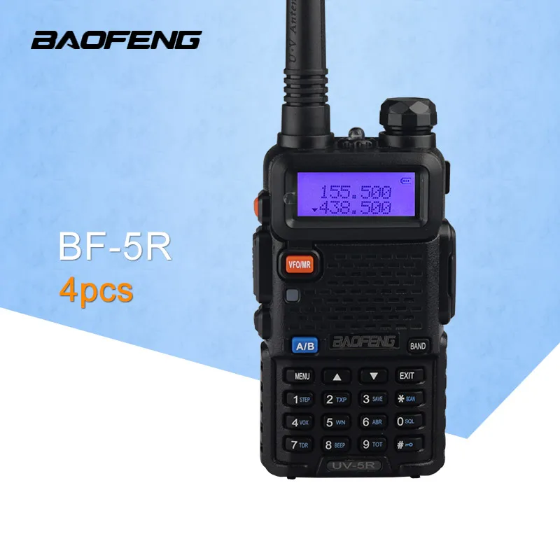 (4 шт) Baofeng UV5R двухстороннее радио/UHF136-174Mhz и 400-520 MHz Dual Band UV5R переносной любительский радиоприёмник рации CB радио (черный)