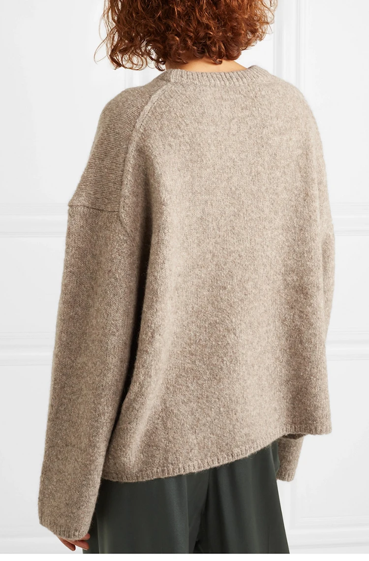 Высококачественный кашемировый и мохеровый вязаный свитер-осень/зима женский вязаный пуловер с круглым вырезом и длинным рукавом