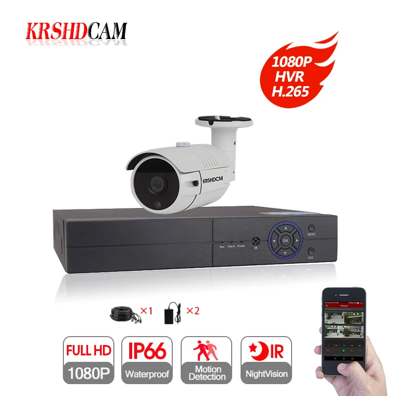 

1080P AHD kit 4CH H.265 DVR AHD Camera bullet outdoor P2P HDMI Video Surveillance CCTV System Waterproof Security Cameras