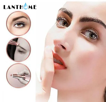 

Mini Electric Eyebrow Trimmer Lipstick Brows Pen Hair Remover Painless Eye brow Razor Epilator with LED Light OPP Package