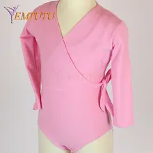 Детская теплая балетная обертка с длинными рукавами; розовый свитер из хлопка и лайкры для девочек; теплый топ для балета и танцев