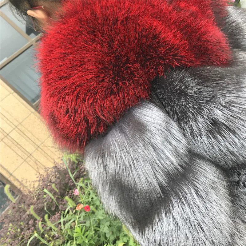 Женская натуральная черно-бурая лиса шуба из натурального Лисьего меха куртка в полоску стильное пальто женская верхняя одежда из натурального Лисьего меха