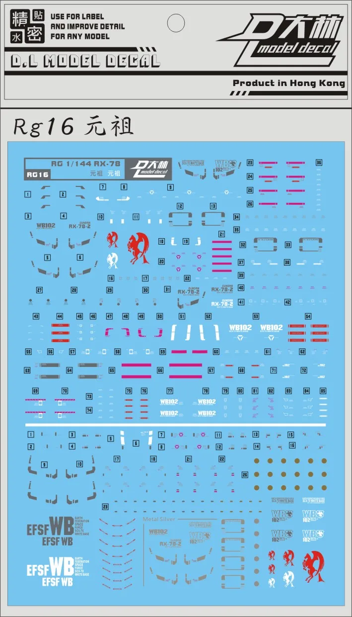 

RG16 DL Gundam RG 1/144 RX-78 Decal Sticker Model Tool