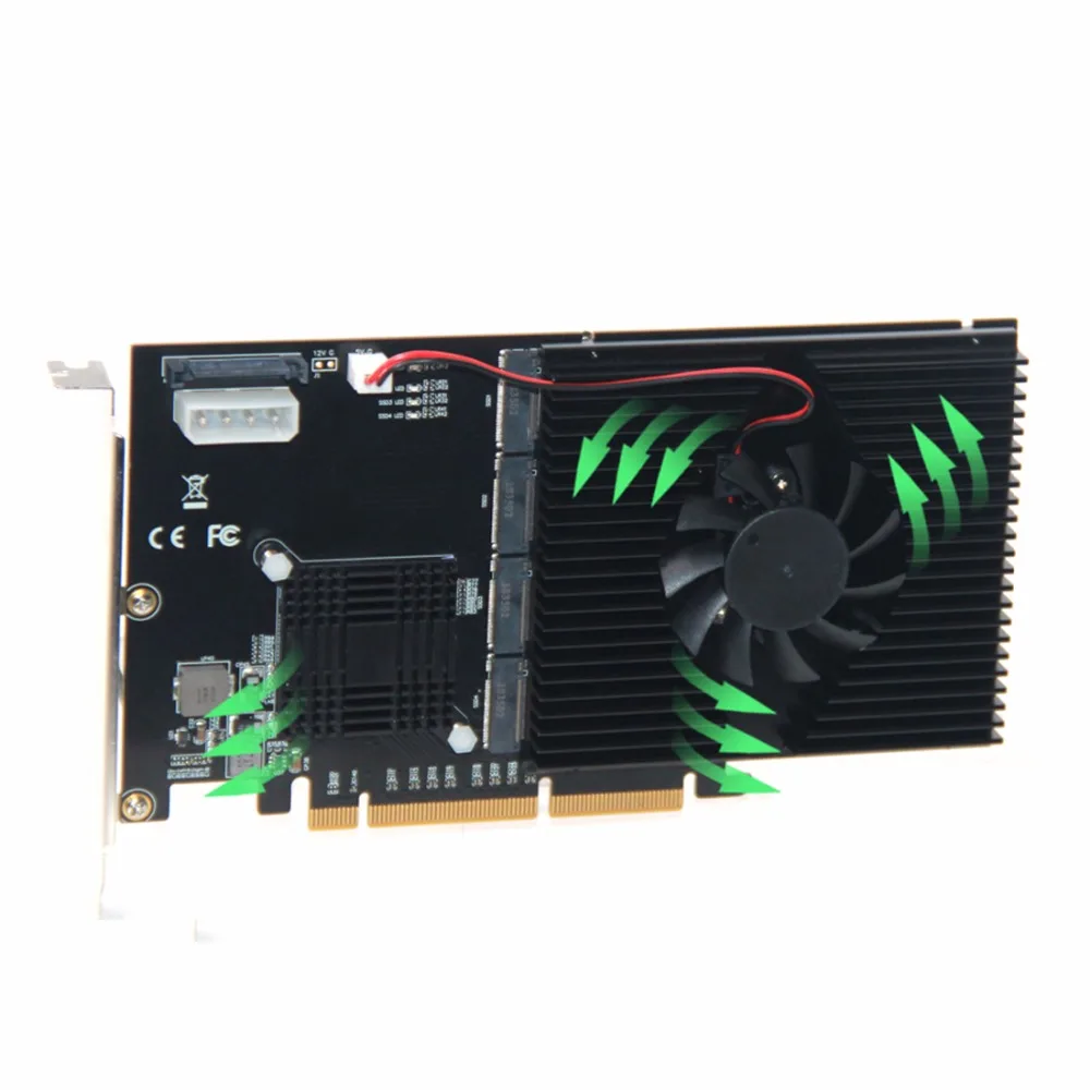 XT-XINTE 215*125 мм адаптер PCI-E карта LM313 PCI-E 8X/16X до 4P M.2(PCIe протокол) NVME переходная карта для 2242 2260 2280 22110 SSD