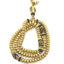 Античная латунь Агат твердый Медь Тибет сглаза Будда 108 шт. Бусины браслет Ювелирные изделия с драгоценными камнями