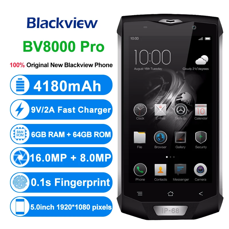 Оригинал Blackview BV8000 Pro 4 г мобильные телефоны Android 7 0 6 ГБ Оперативная память 64