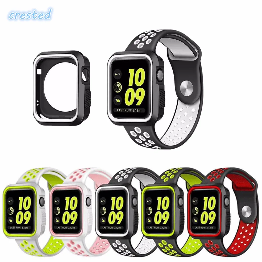 Силиконовый ремешок+ чехол для apple watch band apple watch 5 4 3 band 44 мм/40 мм iwatch 5 4 3 42 мм/38 мм браслет чехол для часов