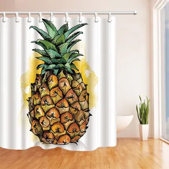

Creative Series Watercolor Pineapple Shower Curtain In Bath Tub Proof Polyester Fabric Bathroom Perfect Decoration