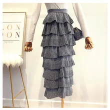 Neploe блестящие высокая эластичная талия кекс юбка каскадные оборки элегантный для женщин низ Осень Грейс Леди Jupe