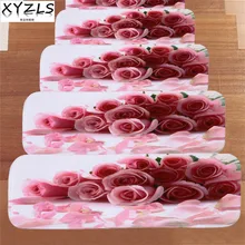 XYZLS 5 шт./компл. Роза Цветет вишня подсолнечника противоскольжения лестничные ковры лестницы коврики ШАГ Pad Кухня ковер пол двери коврик 22*70 см