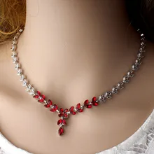 Jiayijiaduo индийский женский красный кристалл свадебный комплект ювелирных изделий свадебное ожерелье серьги набор подарок дропшиппинг