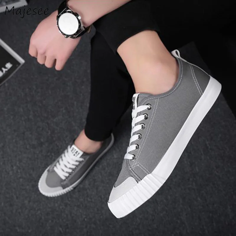 Men's Vulcanize Shoes Canvas Korean Style Classic All-match High Quality Sneaker Men Leisure Simple Lace-up Breathable Non-slip