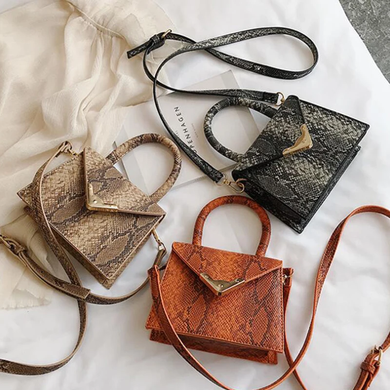 

Vintage Fashion Female Tote bag 2019 New Quality PU Leather Women's Designer Handbag Serpentine Portable Shoulder Crossbody Bag