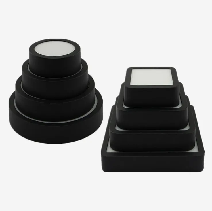 

10pc black Surface Mounted LED Panel Light bulb 6w 9w 12w 18w24w Round Square LED Ceiling lamp Lights LED Downlight AC110v-220V